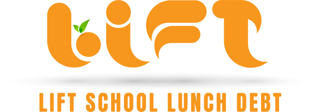 CharityRx cares about kids school lunch debt. LIFT School Lunch Debt logo.