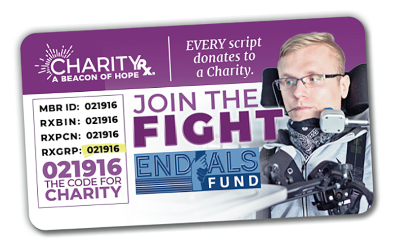 CharityRx Charity of the Month End ALS Fund prescription discount card