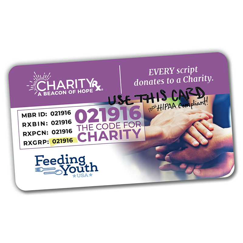 CharityRx helping to reduce food insecurity in America with Feeding Youth USA. CharityRx prescription discount card.
