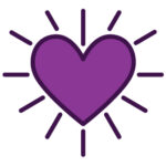 Illustration of a purple heart with rays of light