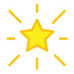 Illustration of a yellow star with rays on each point.