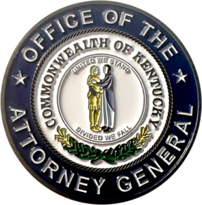 Image of a coin with logo design from the Office of the Kentucky Attorney General